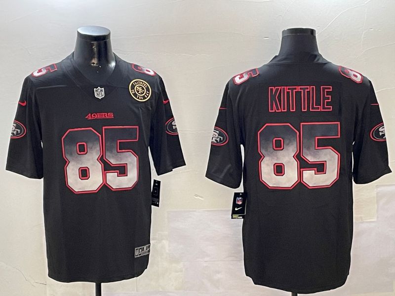 Men San Francisco 49ers 85 Kittle Black Nike Smoke Fashion 2024 Limited NFL Jersey style 3
